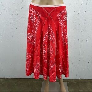 Charles Nolan Women’s size 2 Red Silk Bandanna Knee Full Length Skirt
